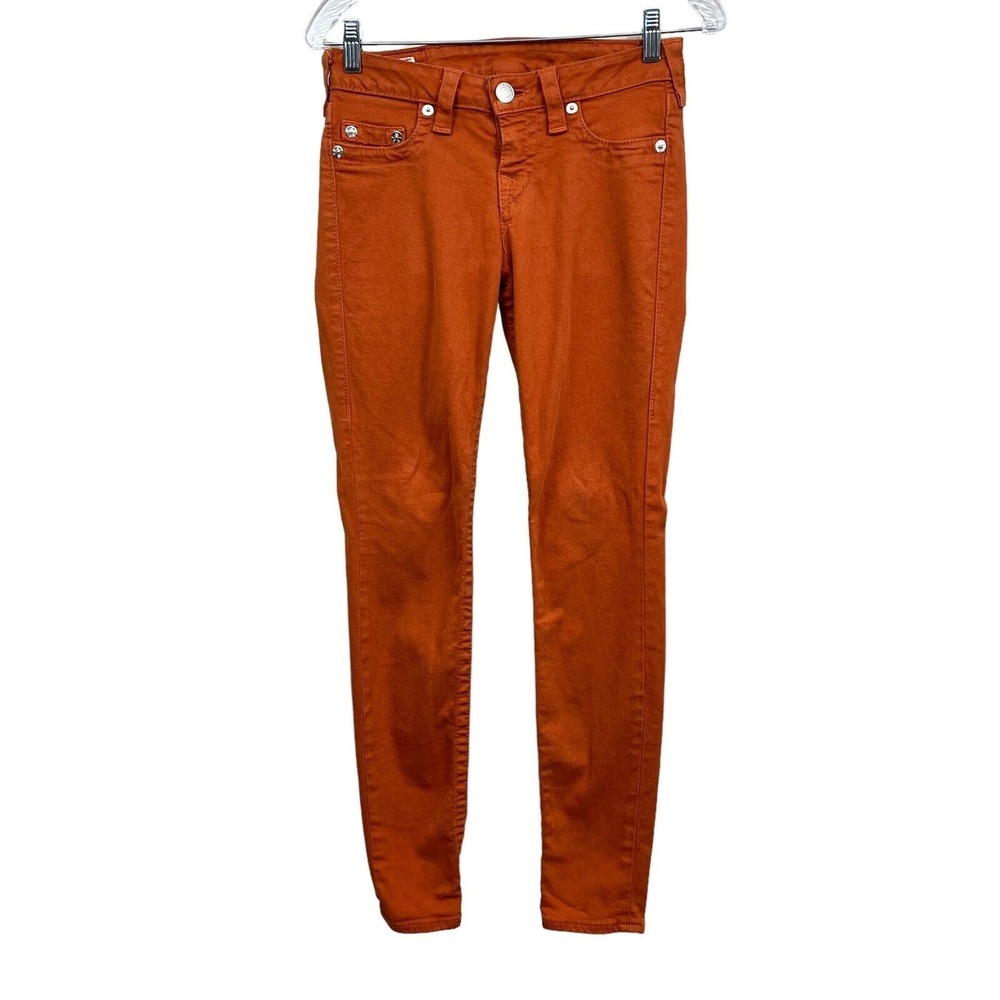 True Religion Womens Halle Jean Skinny Slim Fit Stretch 5 Pocket Orange Size 26*